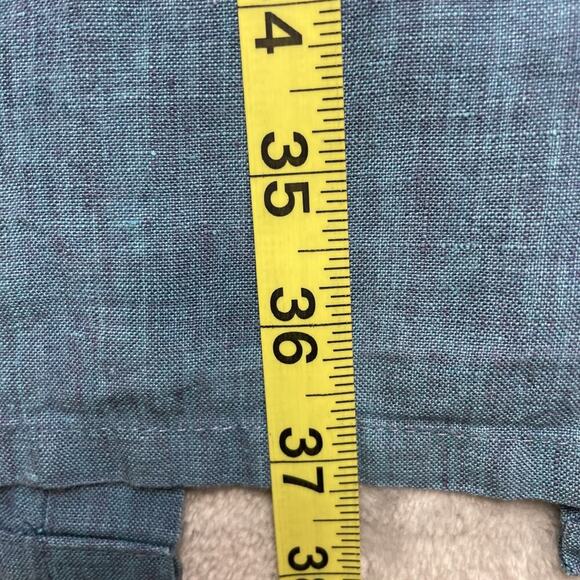 Vintage Timbuktu Station 100% Linen Skirt Womens 1/M Blue Pockets Pull On Maxi - Picture 8 of 8